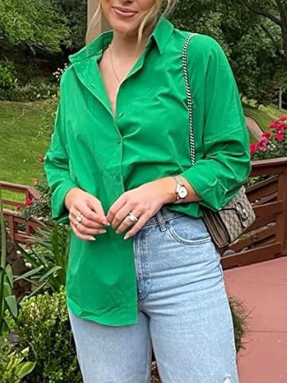 Women's Emerald Button-Down Shirt - Classic Collared Top